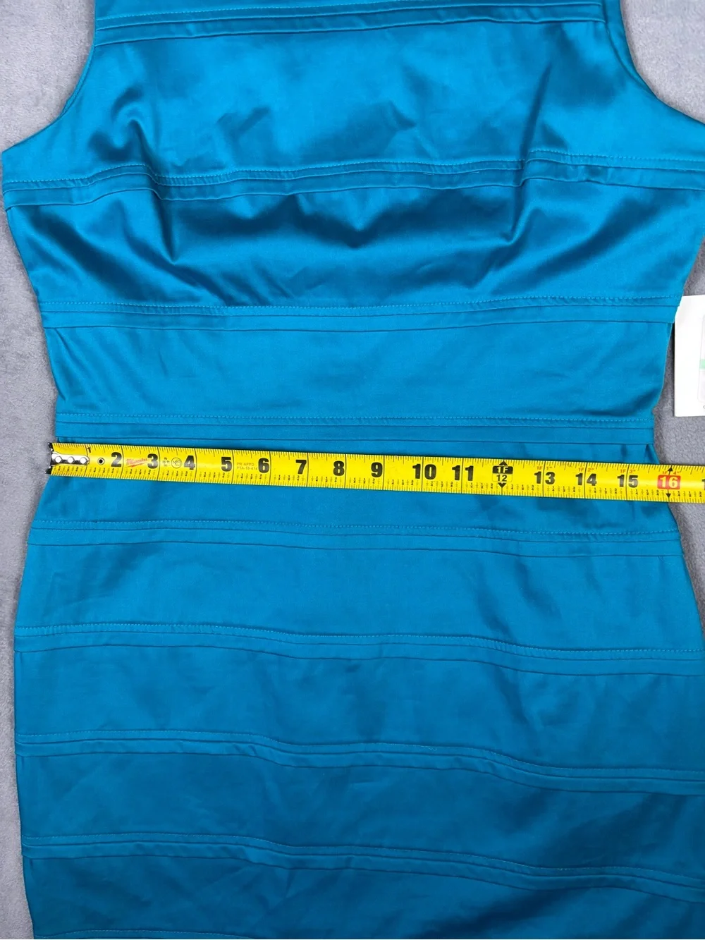 Calvin Klein NWT Teal Blue Sheath Dress 8 Pleated Banded Sleeveless‎ Cocktail